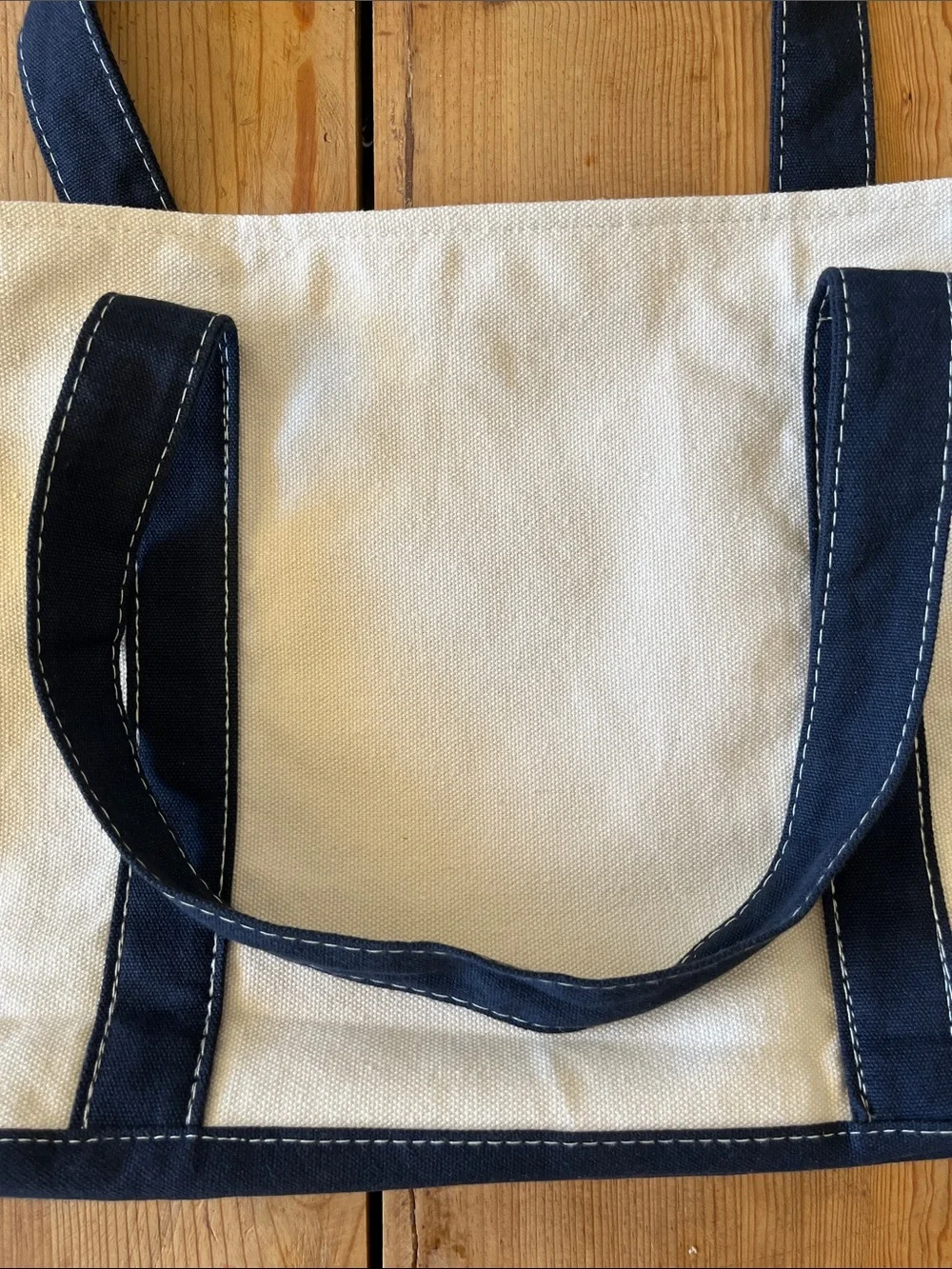 A Bathing Ape Cream Canvas Tote with Navy Trim